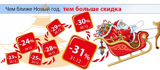 Чем ближе Новый год, тем больше скидка! Чем ближе Новый год, тем больше скидка!